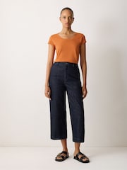 Jigsaw Orange Supima Cotton Scoop Neck T-Shirt - Image 3 of 4