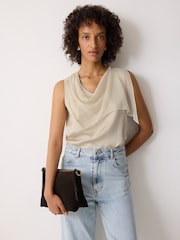 Jigsaw Cream Silk Trim Drape Top - Image 1 of 4