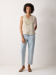Jigsaw Cream Silk Trim Drape Top - Image 2 of 4