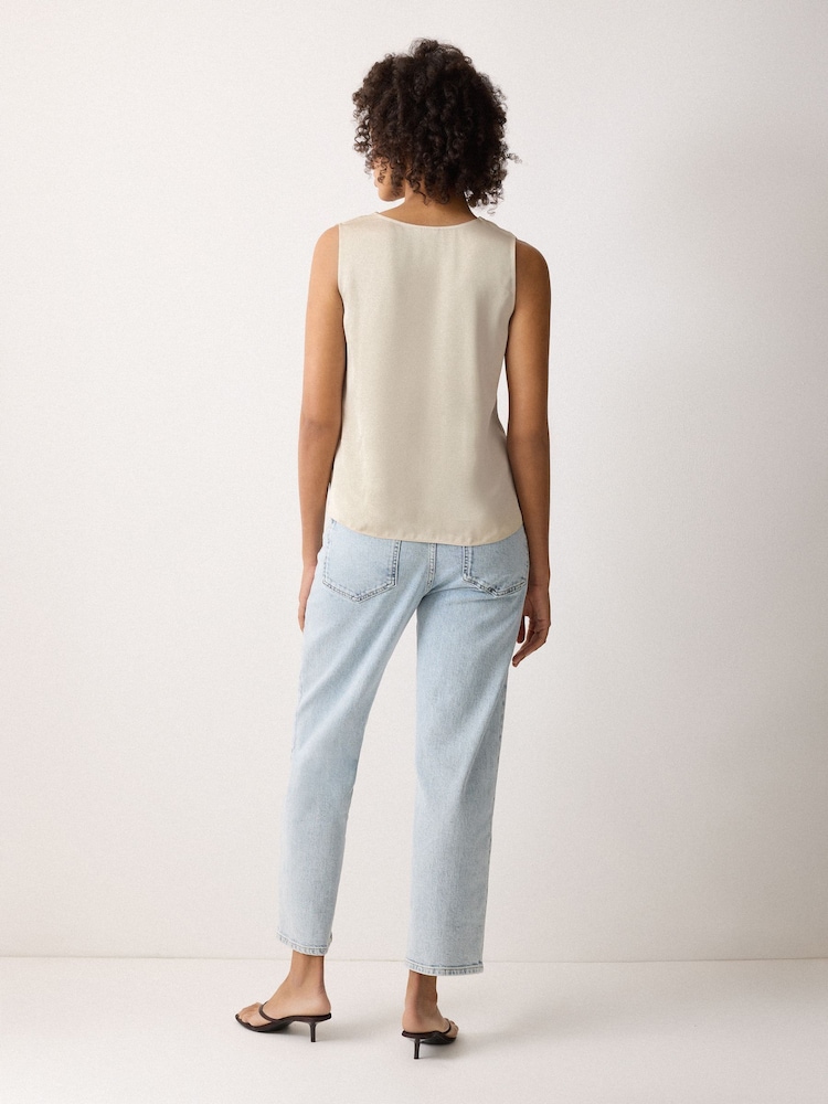 Jigsaw Cream Silk Trim Drape Top - Image 4 of 4