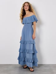 Apricot Blue Bardot Lace Detail Maxi Dress - Image 1 of 4