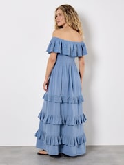 Apricot Blue Bardot Lace Detail Maxi Dress - Image 3 of 4