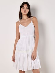 Apricot White Smocked Bow Back Dress - Image 1 of 5