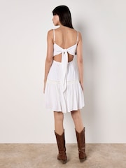 Apricot White Smocked Bow Back Dress - Image 3 of 5