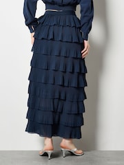 Apricot Blue Plisse Multi Layered Midi Skirt - Image 4 of 4