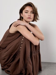 Apricot Brown Tiered Crochet Insert Skirt - Image 3 of 4