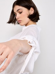 Apricot White Tie Sleeve Longline Shirt - Image 4 of 5