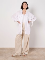 Apricot White Tie Sleeve Longline Shirt - Image 5 of 5