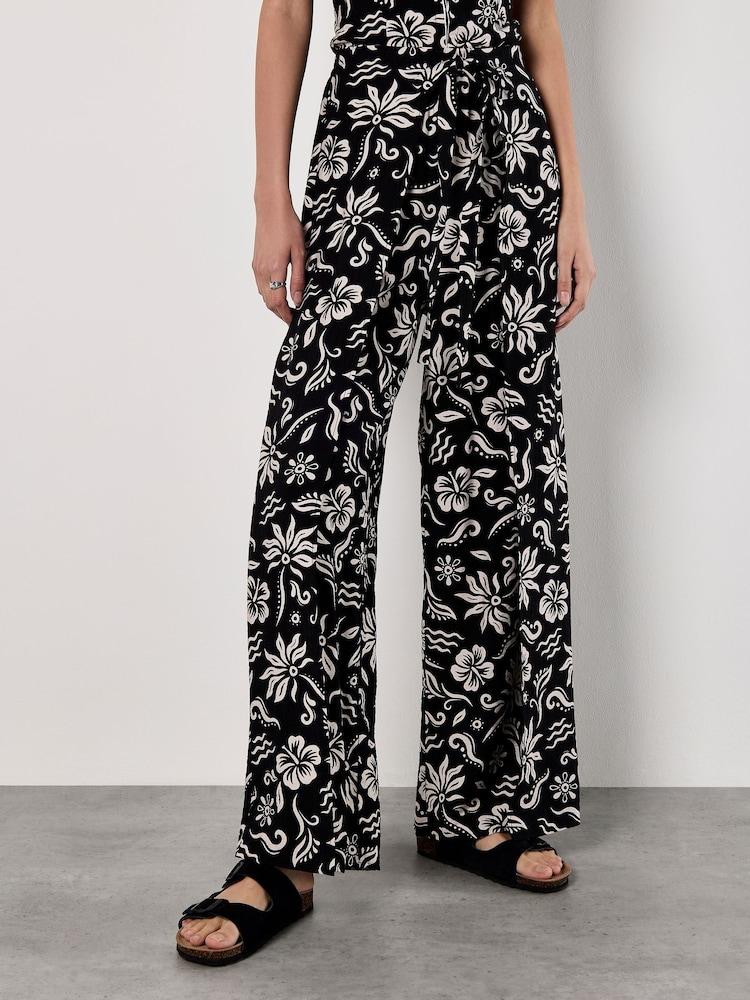 Apricot Black Tropical Mono Wrap Trousers - Image 1 of 4 Apricot Black Tropical Mono Wrap Trousers - Image 1 of 4