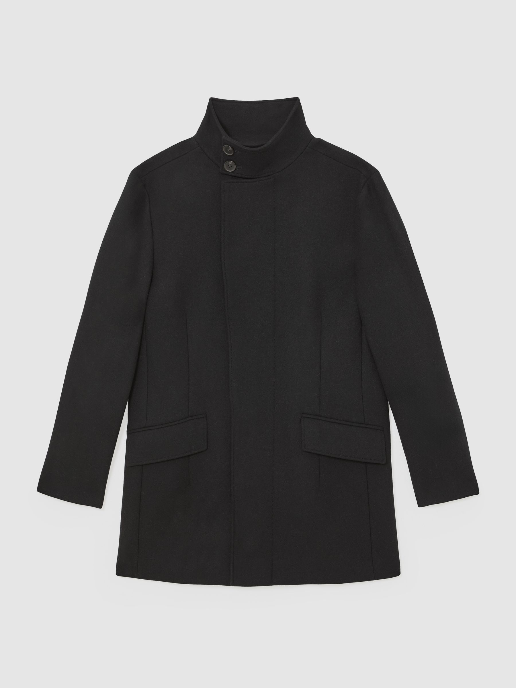 Buy Reiss Black Riot Wool-Blend Stand-Collar Coat from Next South