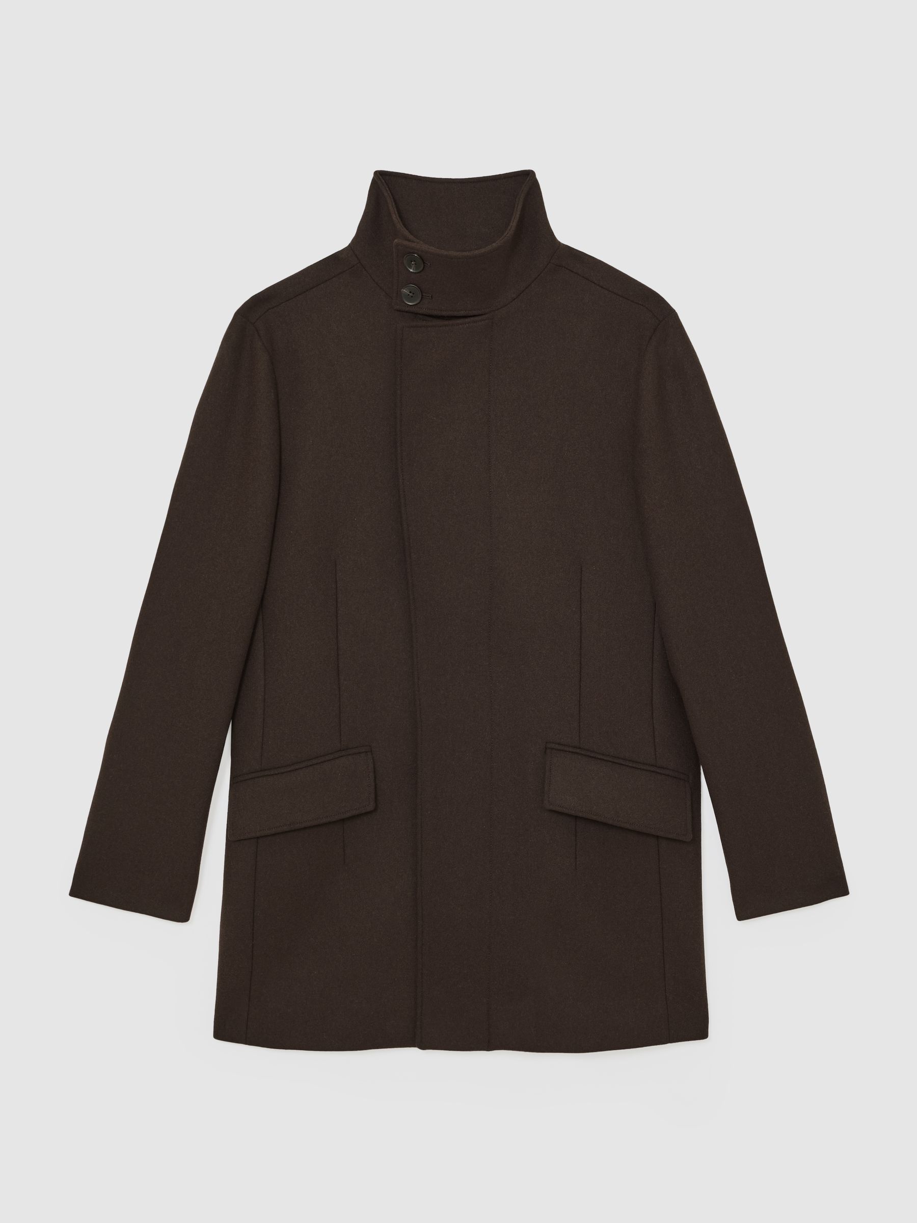 Buy Reiss Brown Riot Wool-Blend Stand-Collar Coat from Next Romania