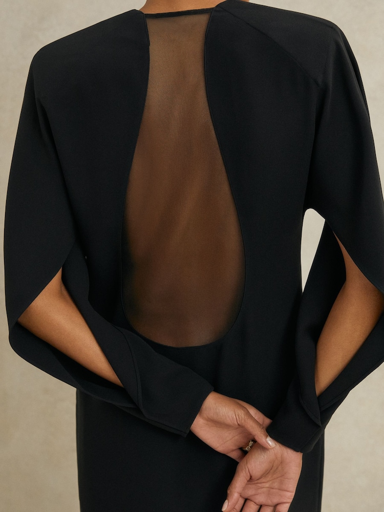 sheer back black dress PORTER Black Sheer Back Long Evening Dress