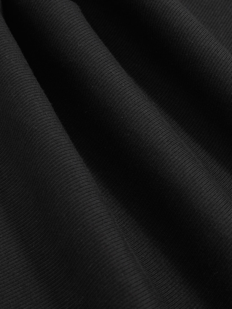 Reiss Black Polly Stretch-Cotton Funnel-Neck Top - Image 6 of 6