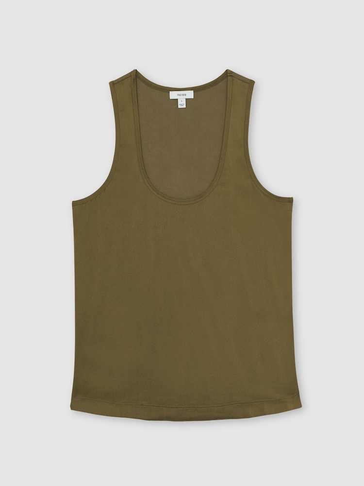 Reiss Khaki Green Ruby Silk-Front Cami Top - Image 2 of 7