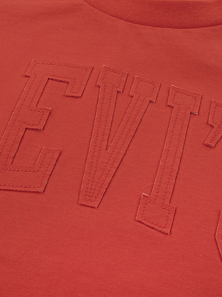 Levi's® Red Dolman Tonal Logo Meet And Greet Cropped T-Shirt - Image 3 of 3 Levi's® Red Dolman Tonal Logo Meet And Greet Cropped T-Shirt - Image 3 of 3