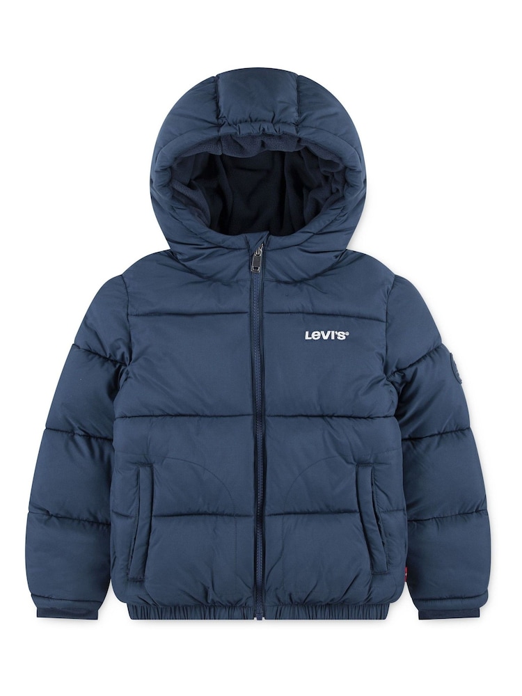 Levi's® Blue Heavyweight Logo Puffer Coat - Image 1 of 5 Levi's® Blue Heavyweight Logo Puffer Coat - Image 1 of 5