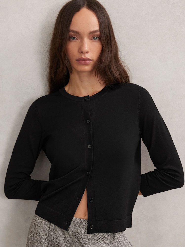 Reiss Black Mara Cardigan - Image 1 of 6 Reiss Black Mara Cardigan - Image 1 of 6