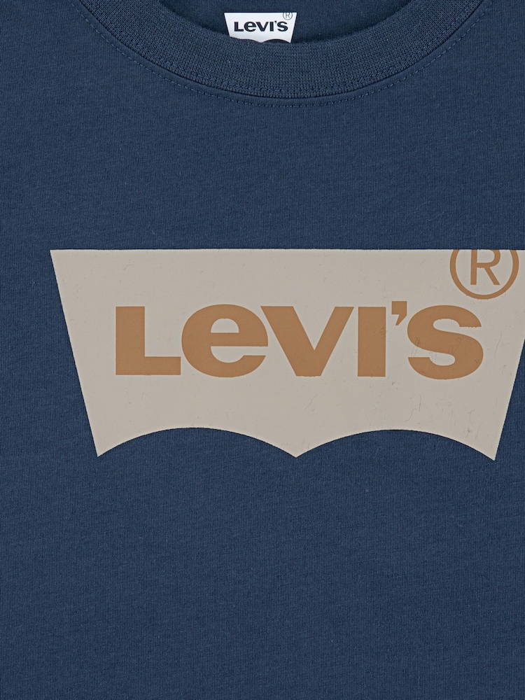 Levi's® Blue Baby Batwing Logo Short Sleeve T-Shirt - Image 3 of 3 Levi's® Blue Baby Batwing Logo Short Sleeve T-Shirt - Image 3 of 3