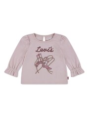 Levi's® Pink Baby Logo Knot Front Long Sleeve T-Shirt - Image 1 of 3