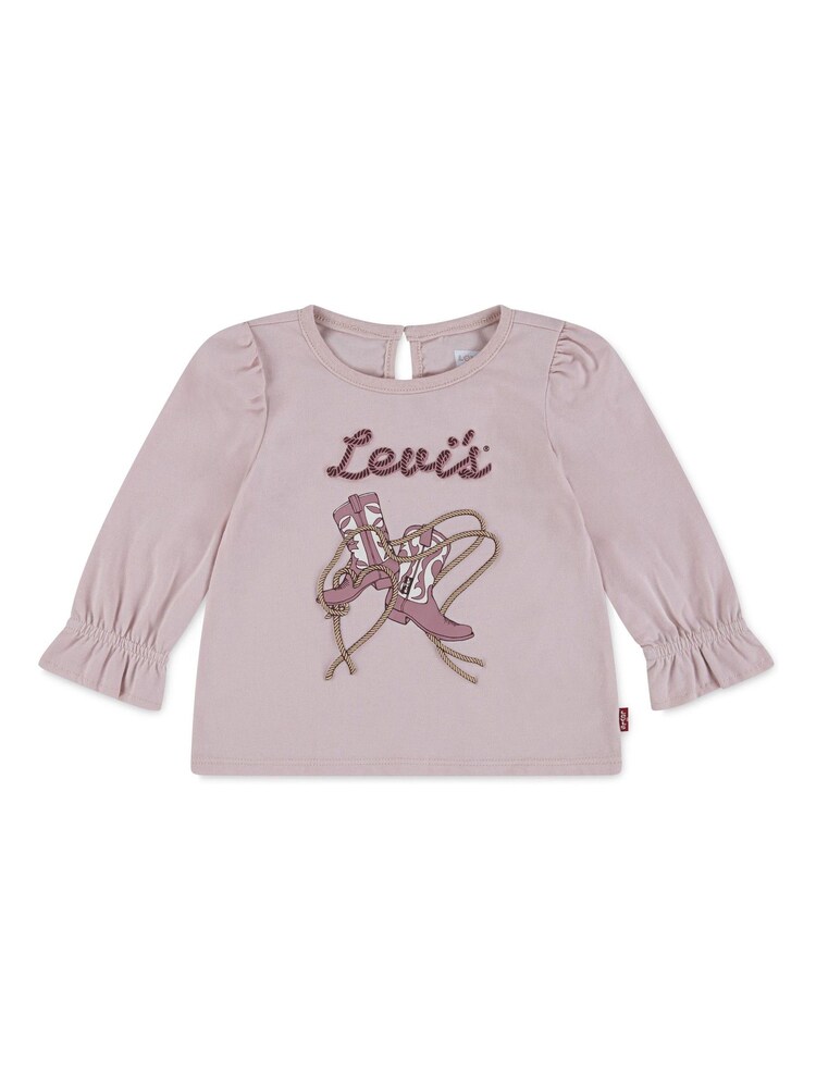 Levi's® Pink Baby Logo Knot Front Long Sleeve T-Shirt - Image 1 of 3 Levi's® Pink Baby Logo Knot Front Long Sleeve T-Shirt - Image 1 of 3