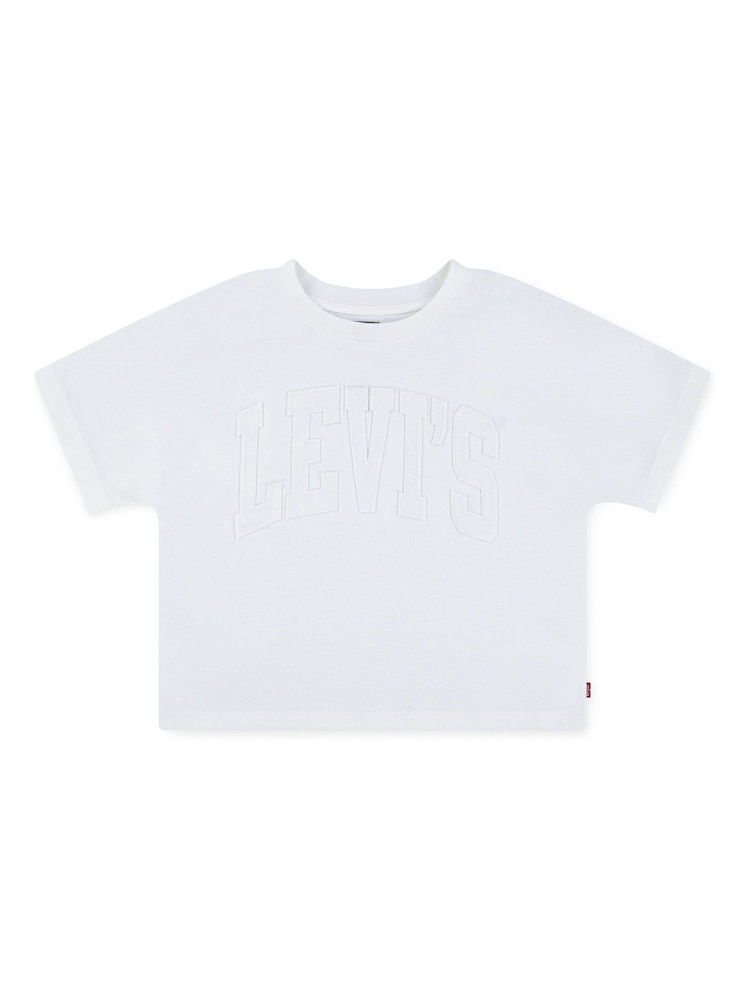 Levi's® White Dolman Tonal Logo Meet And Greet Cropped T-Shirt - Image 1 of 3 Levi's® White Dolman Tonal Logo Meet And Greet Cropped T-Shirt - Image 1 of 3