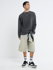 River Island Blue Denim Loose Fit Jorts - Image 1 of 5