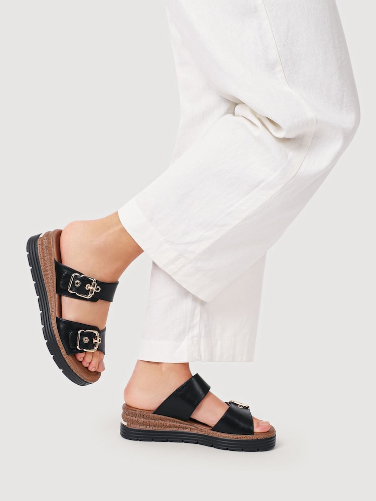 Negro - Sandalias tipo chinelas con doble hebilla de Pavers - Imagen 1 de 6 Negro - Sandalias tipo chinelas con doble hebilla de Pavers - Imagen 1 de 6