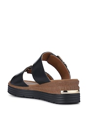 Pavers Black Dual Buckled Mule Sandals - Image 4 of 5