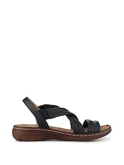Pavers Black Flexible Leather Cushioned Sandals - Image 1 of 5