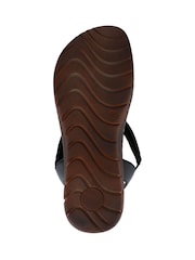 Pavers Black Flexible Leather Cushioned Sandals - Image 4 of 5