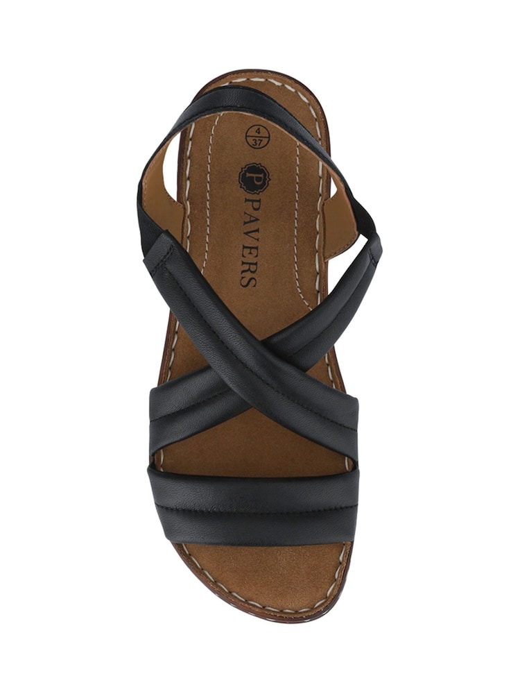 Pavers Black Flexible Leather Cushioned Sandals - Image 5 of 5