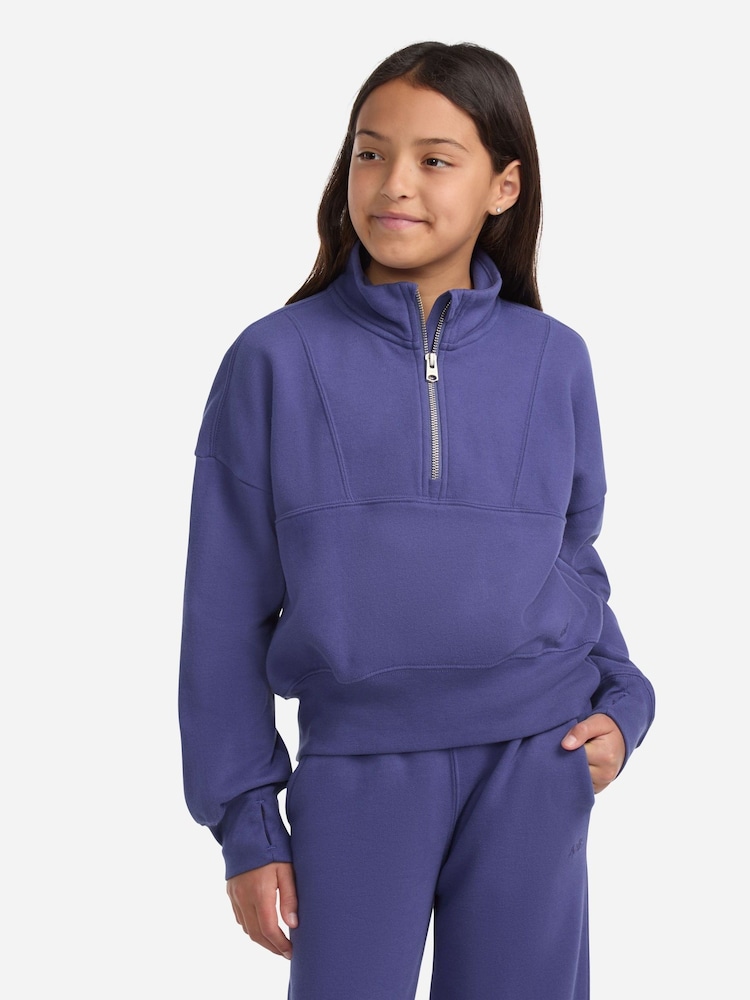 Blau - Abercrombie & Fitch Essentials Half Zip Sweatshirt - Bild 1 von 9
