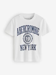 Abercrombie & Fitch Ivy League Logo Graphic Print Short Sleeve White T-Shirt - صورة 1 من 4