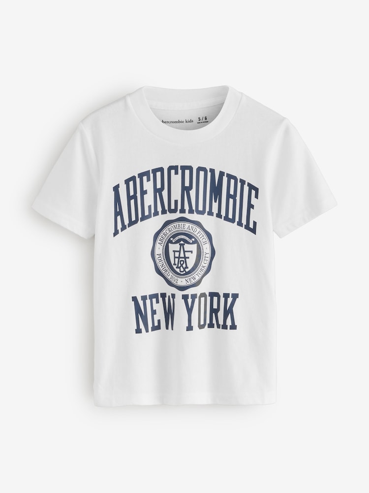 Abercrombie & Fitch Ivy League Logo Graphic Print Short Sleeve White T-Shirt - صورة 1 من 4