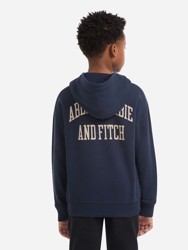 Abercrombie & Fitch Blue Logo With Back Graphic Print Hoodie - Image 2 of 5