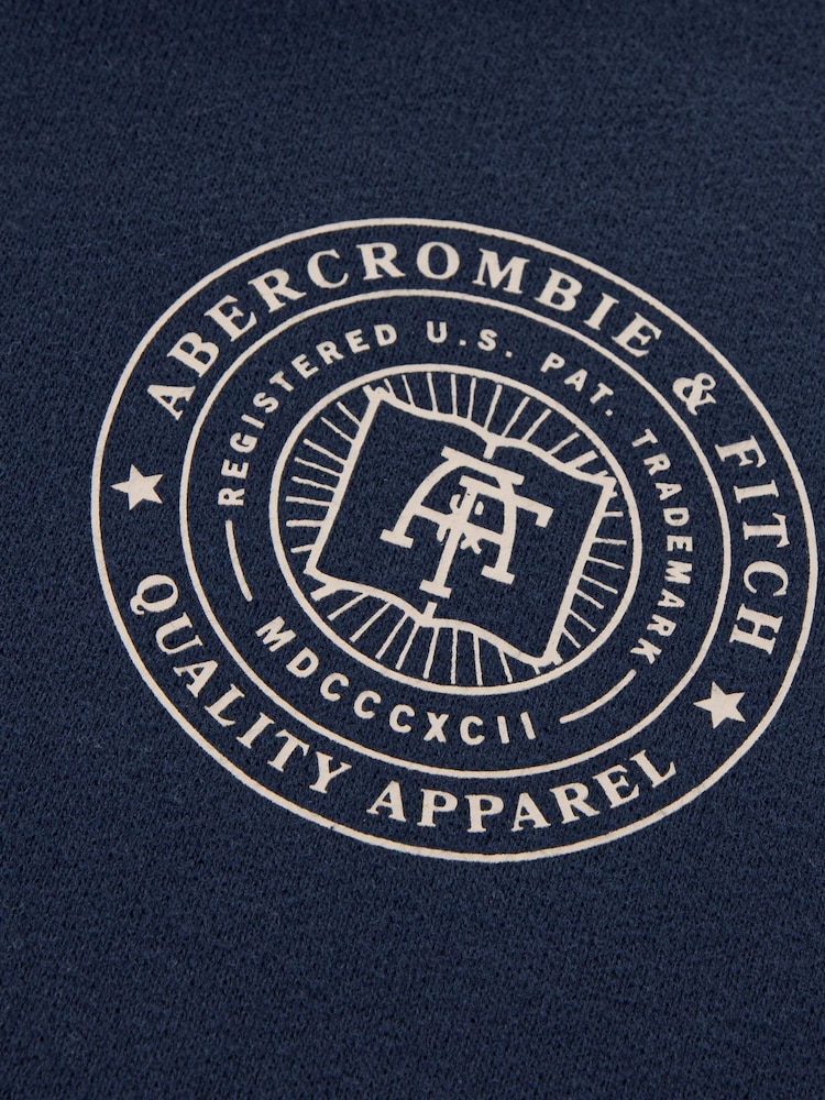 Abercrombie & Fitch Blue Logo With Back Graphic Print Hoodie - Image 5 of 5
