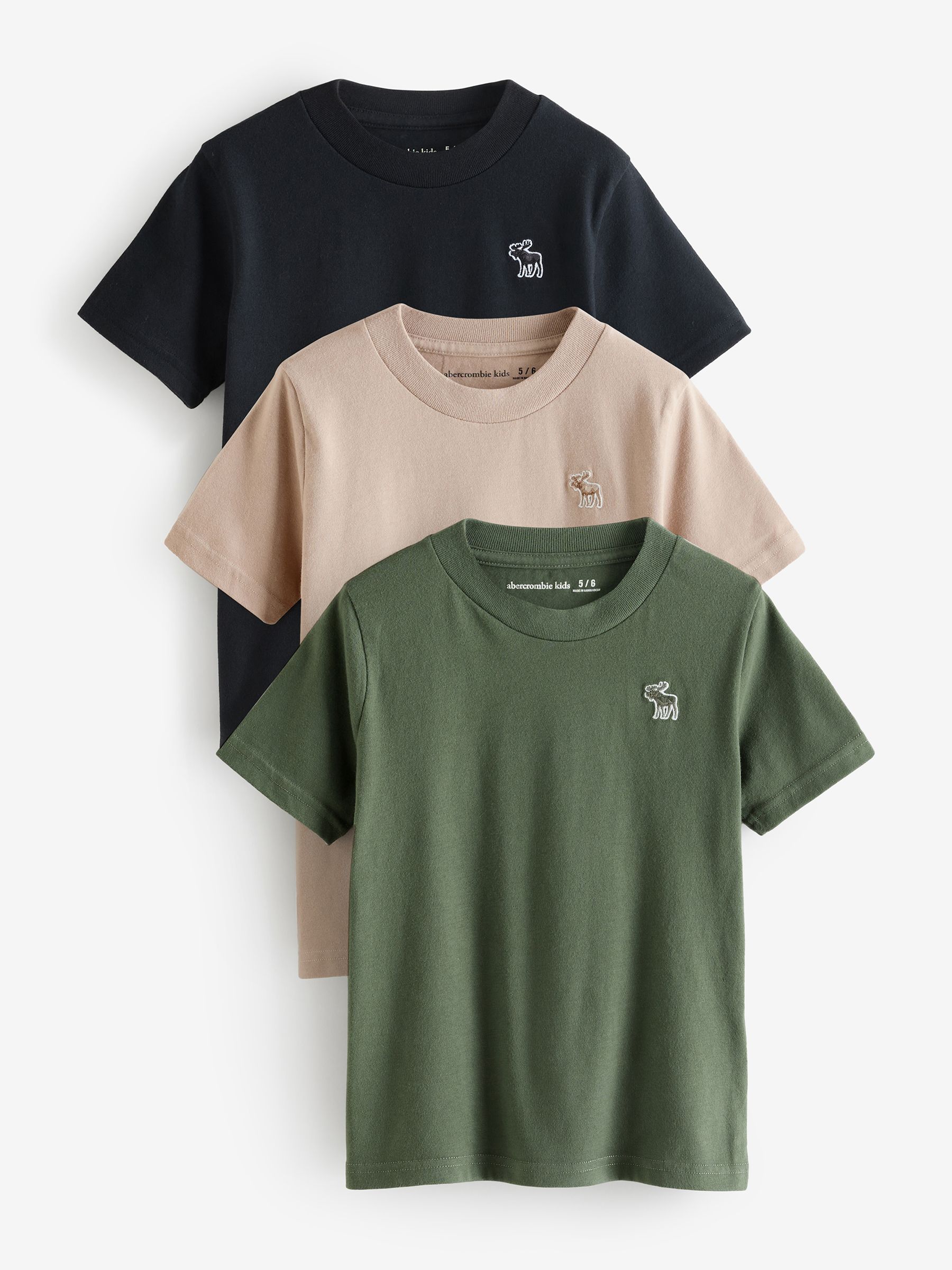 Buy Abercrombie & Fitch Green/Beige/Black Short Sleeve T-Shirts 3