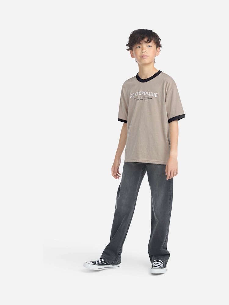 Abercrombie & Fitch Natural Logo Ringer T-Shirt - Image 6 of 6