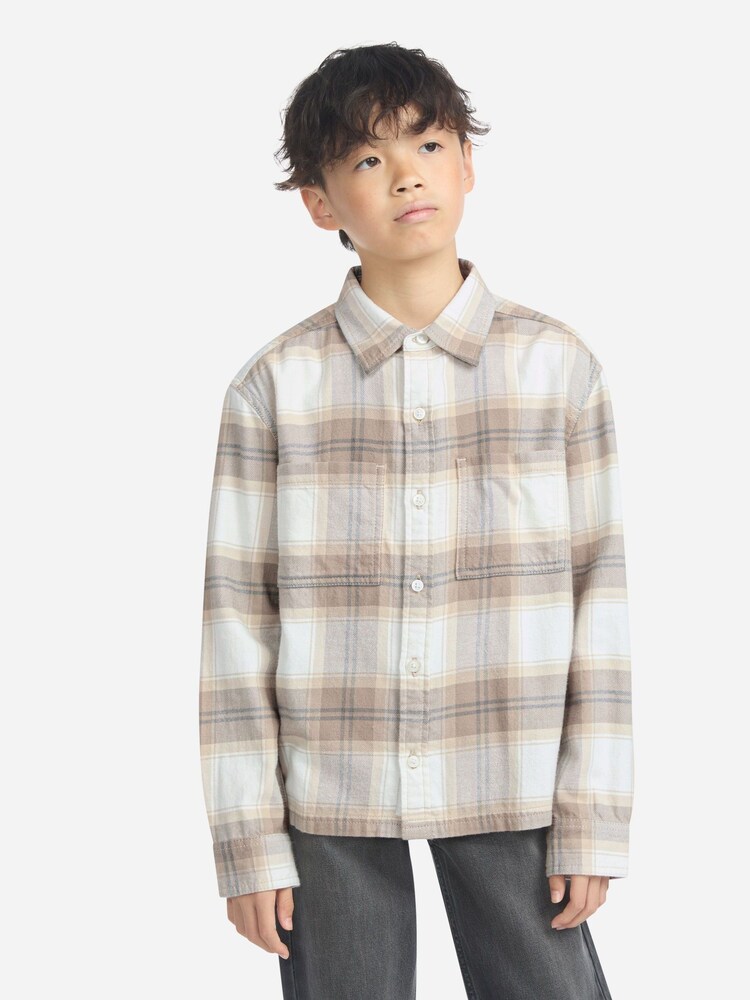 Abercrombie & Fitch Natural Flannel Long Sleeve Shirt - Image 1 of 7