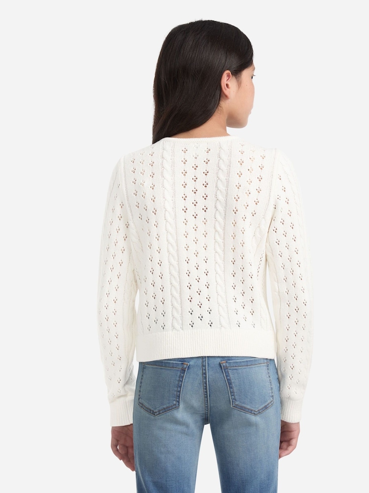 Abercrombie & Fitch Cream Cropped Cable Cardigan - Image 2 of 8 Abercrombie & Fitch Cream Cropped Cable Cardigan - Image 2 of 8