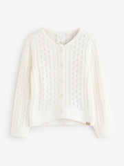Abercrombie & Fitch Cream Cropped Cable Cardigan - Image 4 of 8