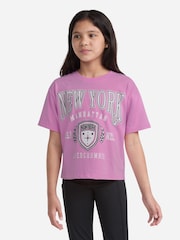 Abercrombie & Fitch Pink Abercrombie & Fitch Pink New York Crest Boxy T-Shirt - Image 1 of 6