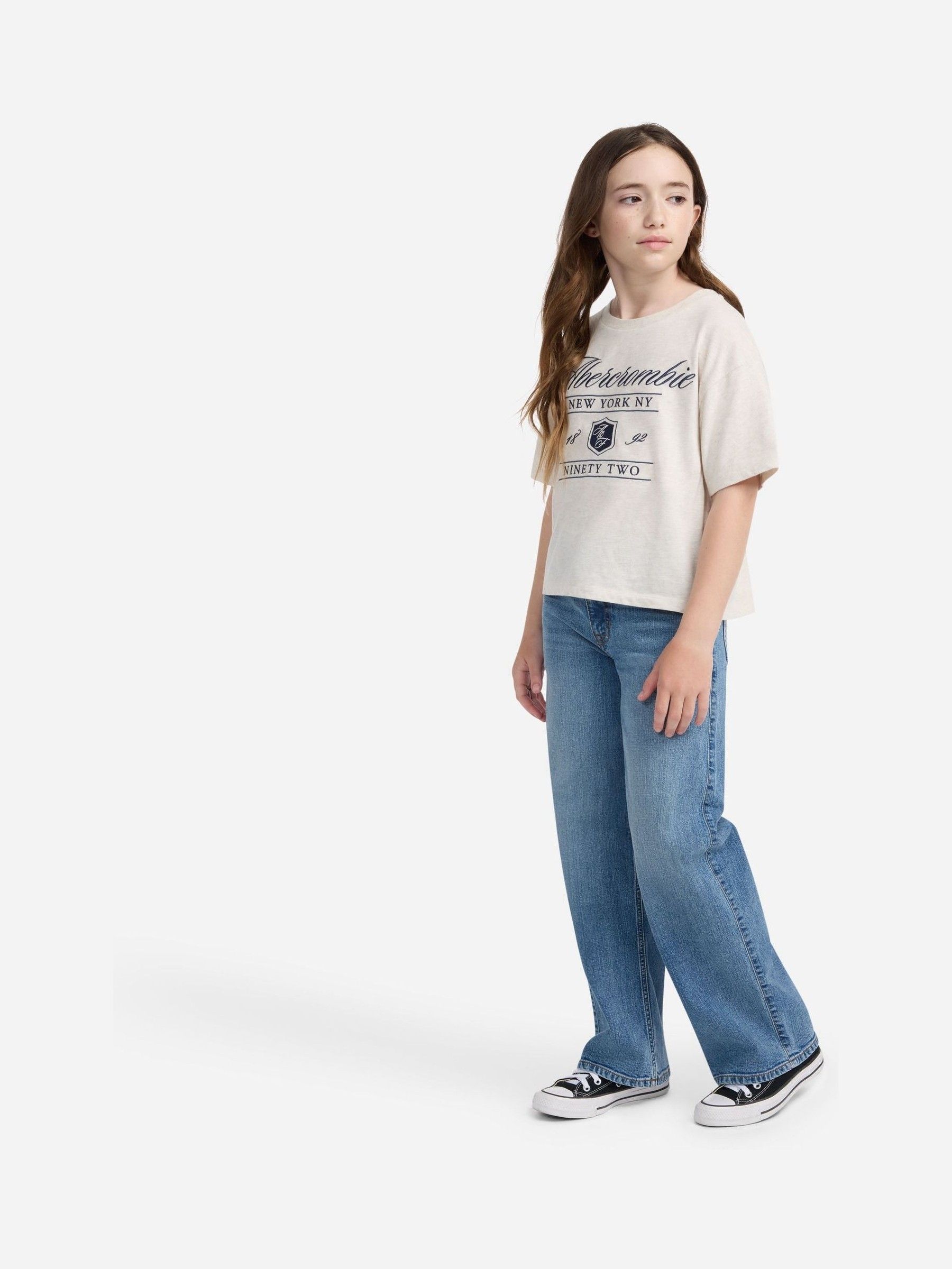 Buy Abercrombie & Fitch Blue Navy High Waisted Wide Leg Jeans from