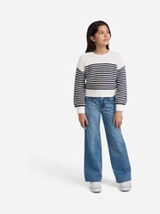 Abercrombie & Fitch Striped Slash Neck White Jumper - Slika 3 iz 6