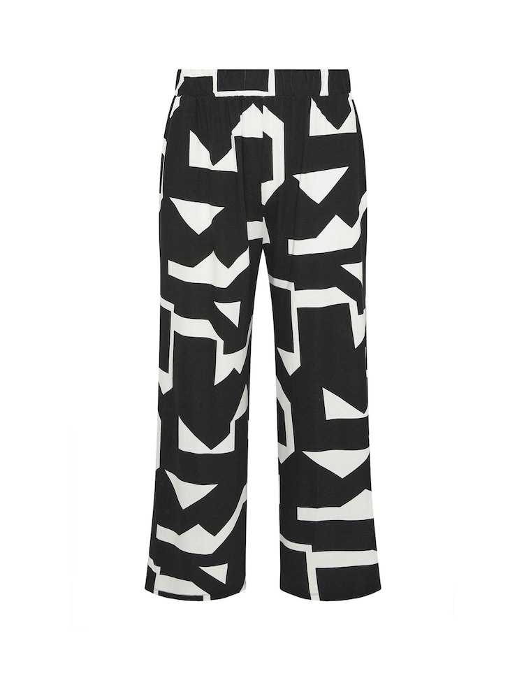 Yours Curve Black Abstract Print Trousers - Image 6 of 6 Yours Curve Black Abstract Print Trousers - Image 6 of 6