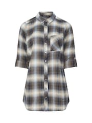Yours Curve Blue Boyfriend Check Shirt - Image 5 of 5