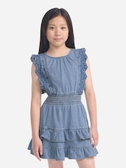 Abercrombie & Fitch Blue Smocked Waist Tiered Dress - Image 1 of 11