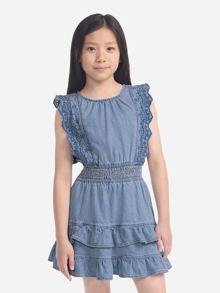 Abercrombie & Fitch Blue Smocked Waist Tiered Dress - Image 1 of 11
