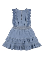 Abercrombie & Fitch Blue Smocked Waist Tiered Dress - Image 10 of 11