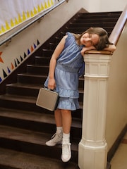 Abercrombie & Fitch Blue Smocked Waist Tiered Dress - Image 6 of 11